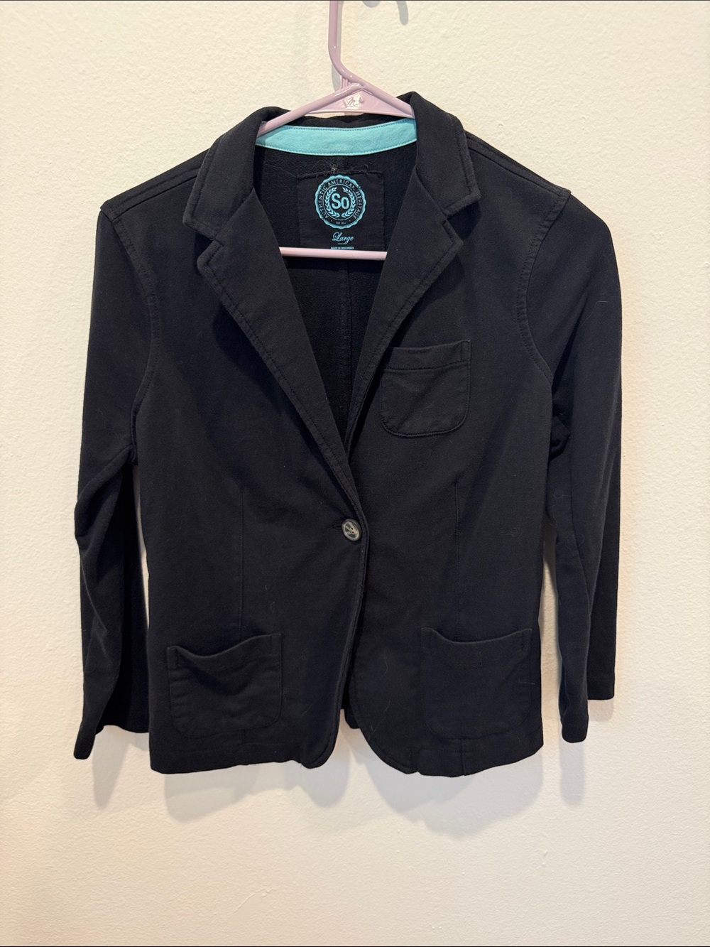 SO Black Knit Single-Button Blazer
